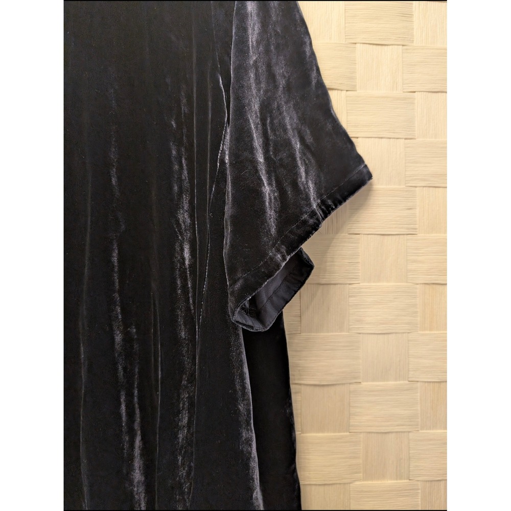 Eileen Fisher Navy Blue Silk Blend Velvet Mock Neck Back Tie Shift Dress XL - Picture 6 of 15